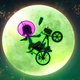 Kid, backlit by the moon, riding his bike through the air.